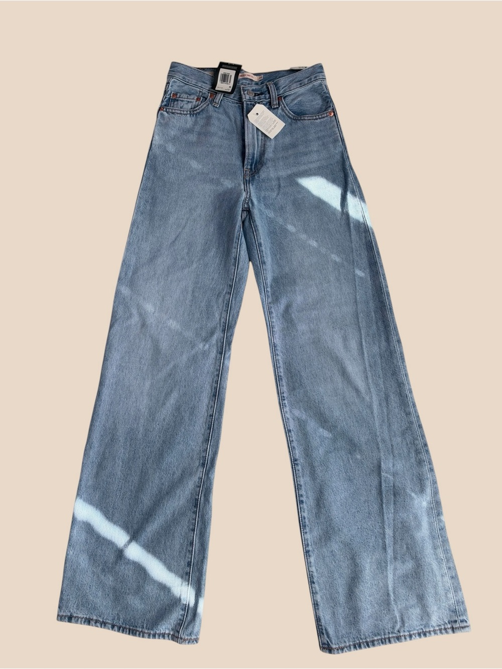 Levi’s Ribcage Boot Jeans Women 27x33 Summer Beam Light Blue High Rise Button Fl
